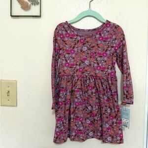 Cat & Jack Kids Dress with Pink and Purple Floral Pattern, 3T, NWT